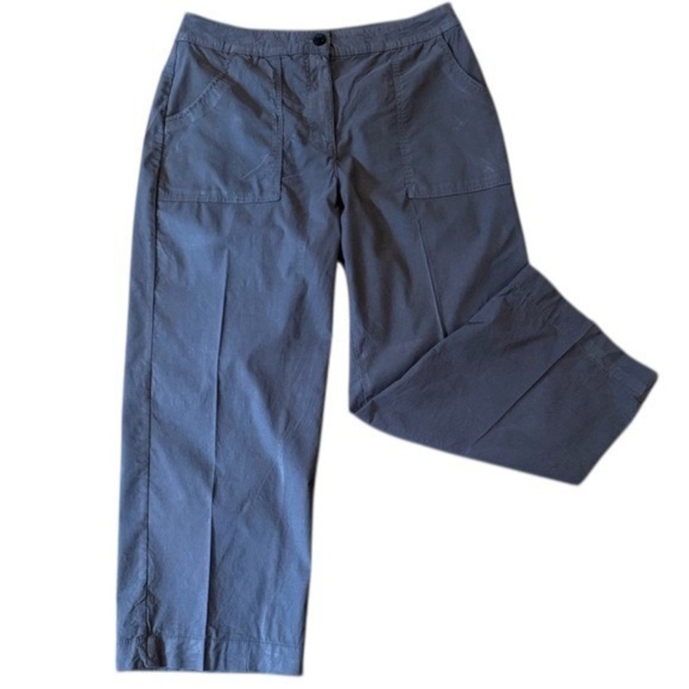 Nicole Miller‎ New York Grey Cotton Linen Blend Straight Leg Pants Womens 10